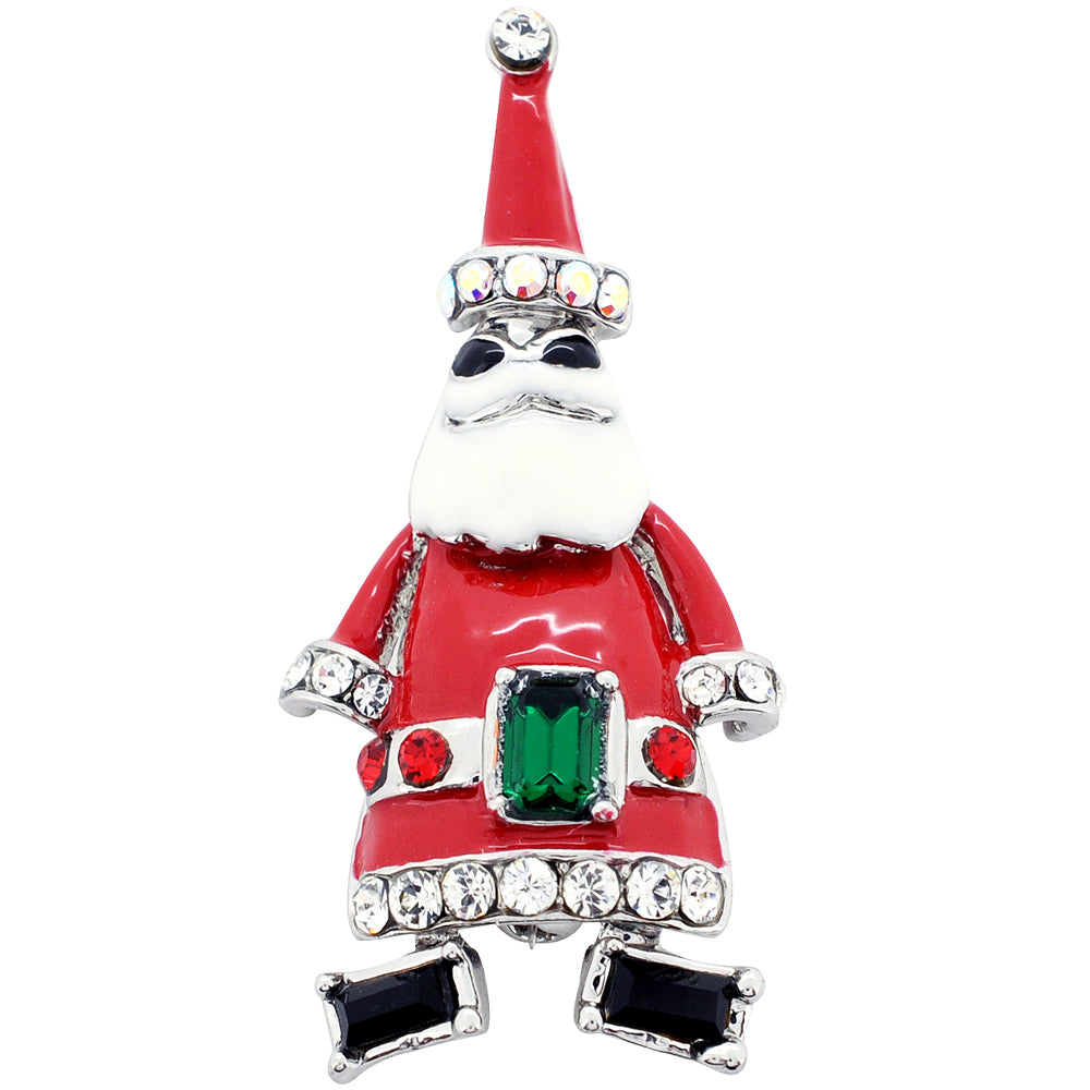 Santa Claus Swarovski Crystal Christmas Pin Brooch