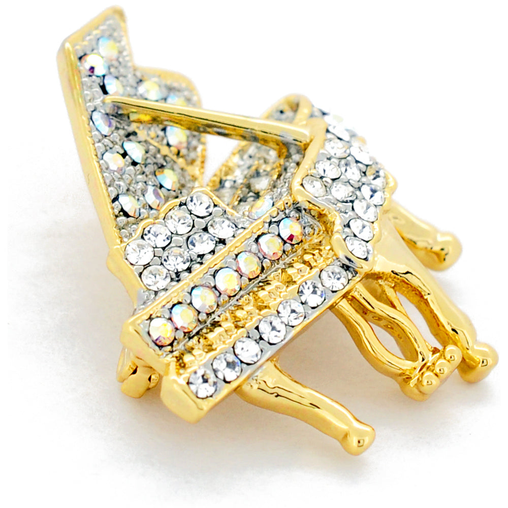 Golden Aurore Boreale Piano Music Crystal Pin Brooch