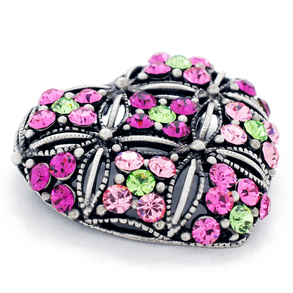Multicolor Pink Crystal Heart Pin Brooch
