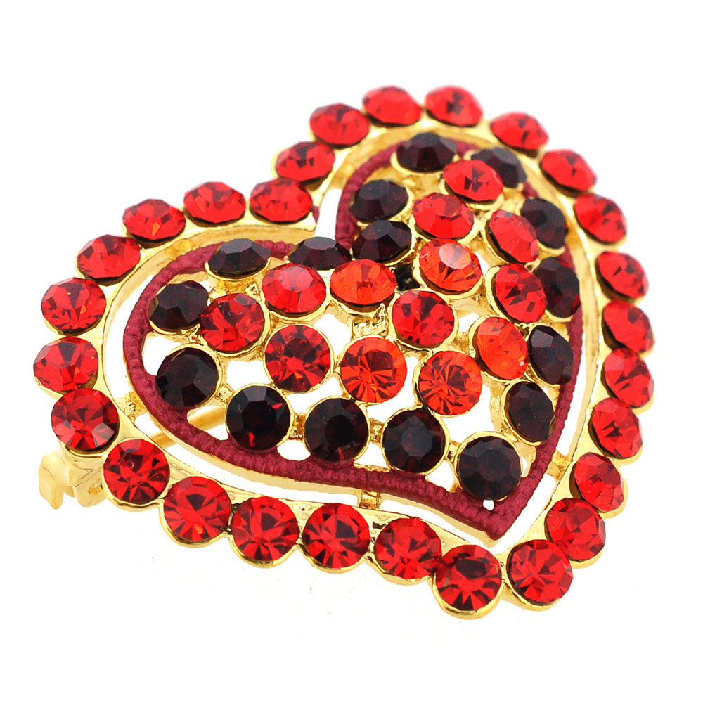 Hyacinth Red Heart Swarovski Crystal Pin Brooch