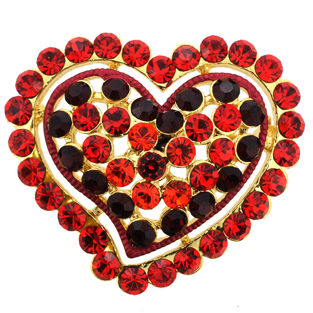 Hyacinth Red Heart Swarovski Crystal Pin Brooch