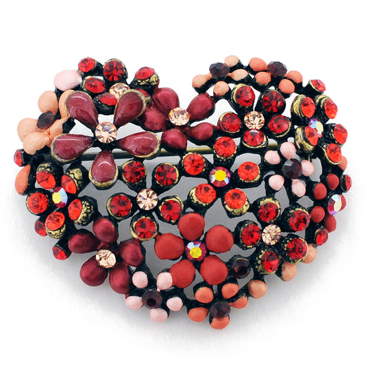Red Heart Swarovski Crystal Pin Brooch