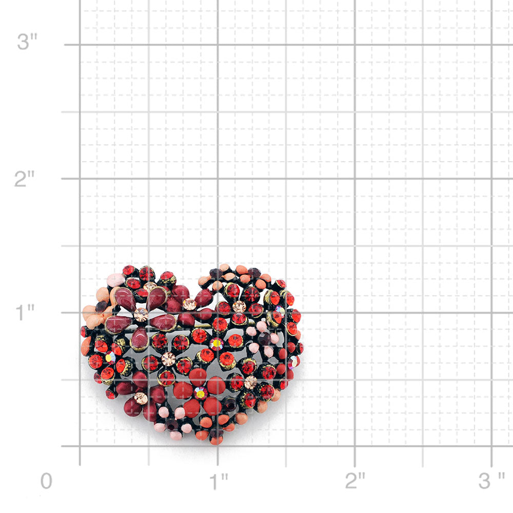 Red Heart Swarovski Crystal Pin Brooch
