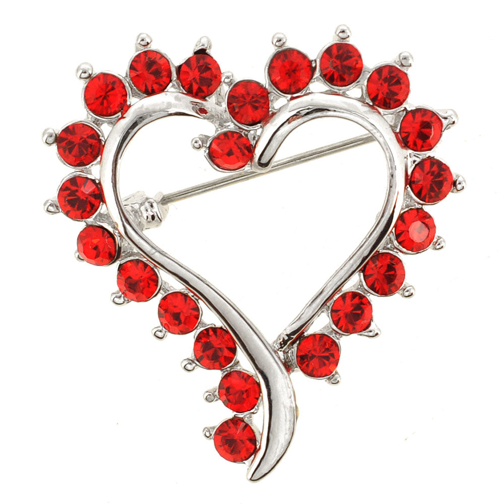 Red Heart Pin Swarovski Crystal Pin Brooch and Pendant