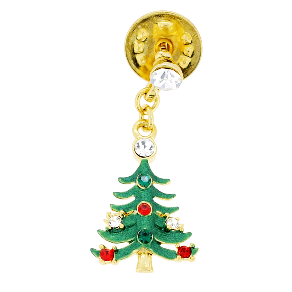 Green Christmas Tree Swarovski Crystal Lapel Pin
