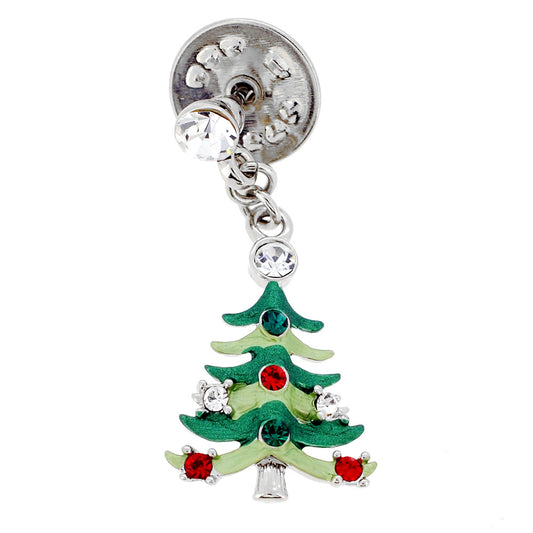 Green Christmas Tree Swarovski Crystal Lapel Pin