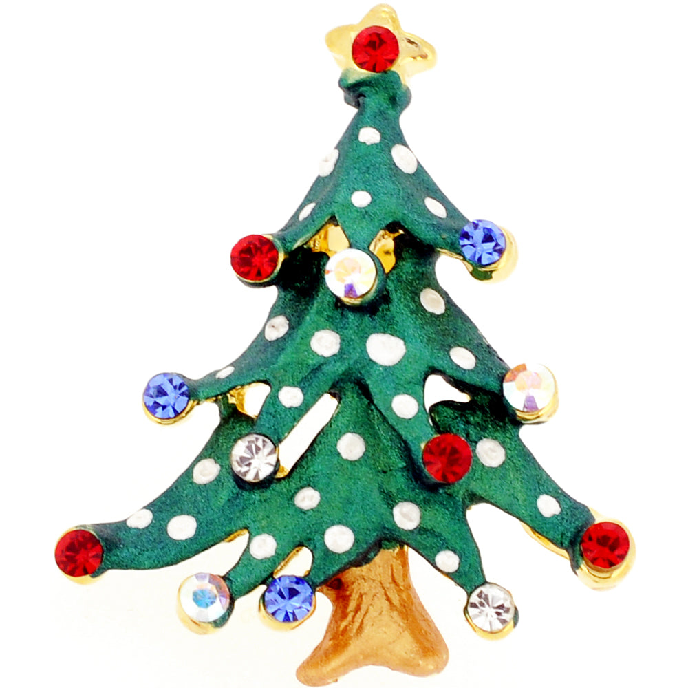 Multicolor Chistmas tree Crystal Lapel Pin