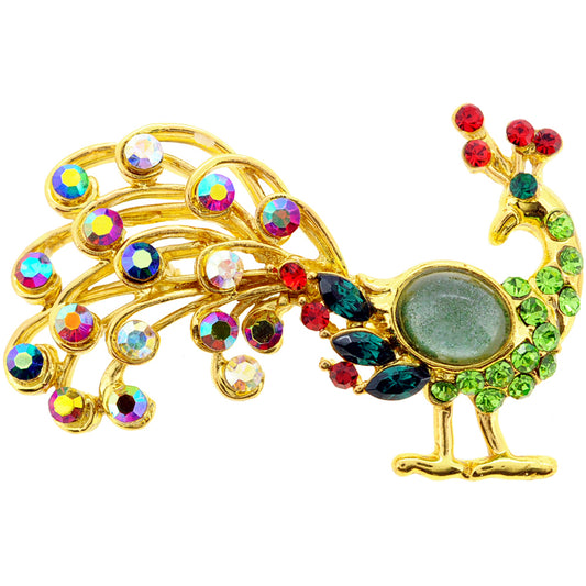 Mutlicolor Peacock Crystal Pin Brooch