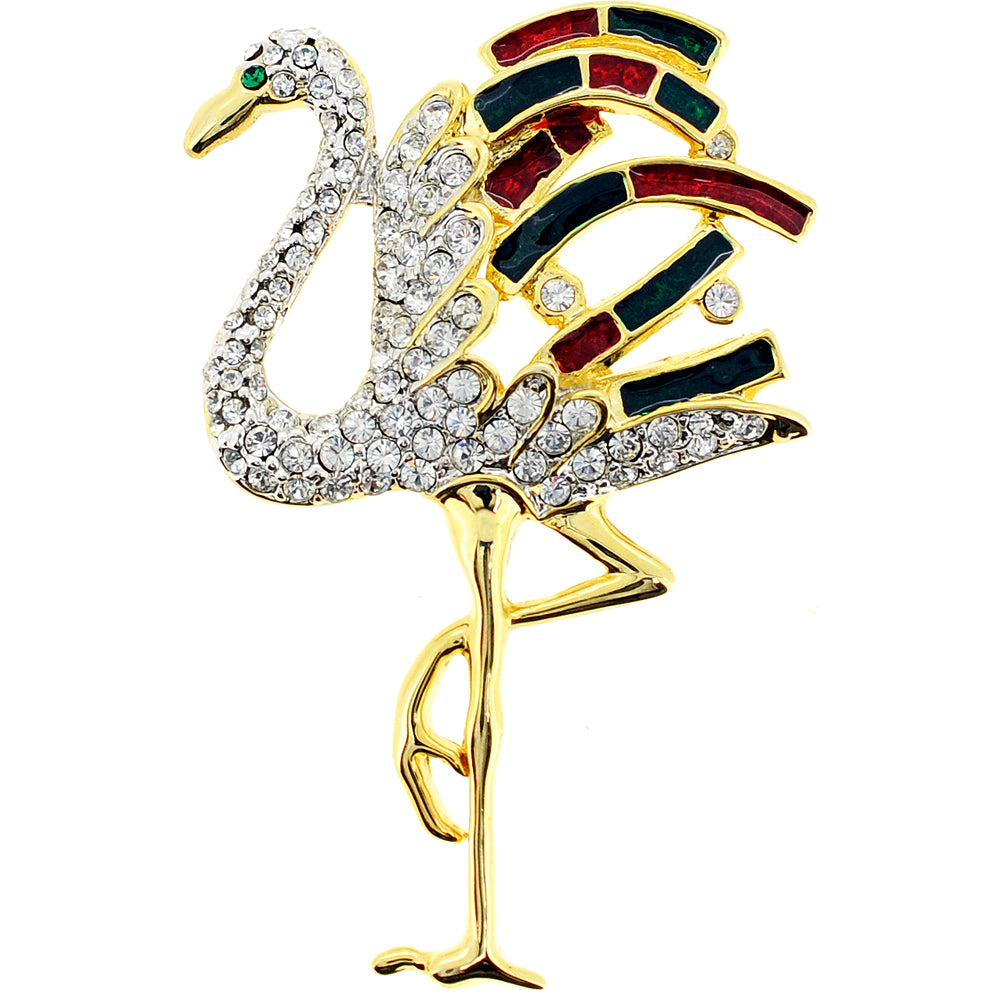 Flamingo Crystal Bird Pin Brooch