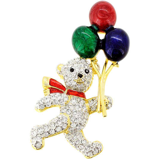 Birthday Balloon Bear Brooch Pin