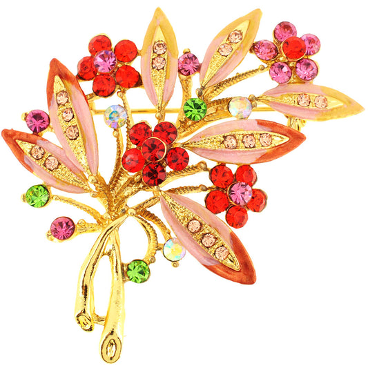 Multicolor Flower Swarovski Crystal Pin Brooch