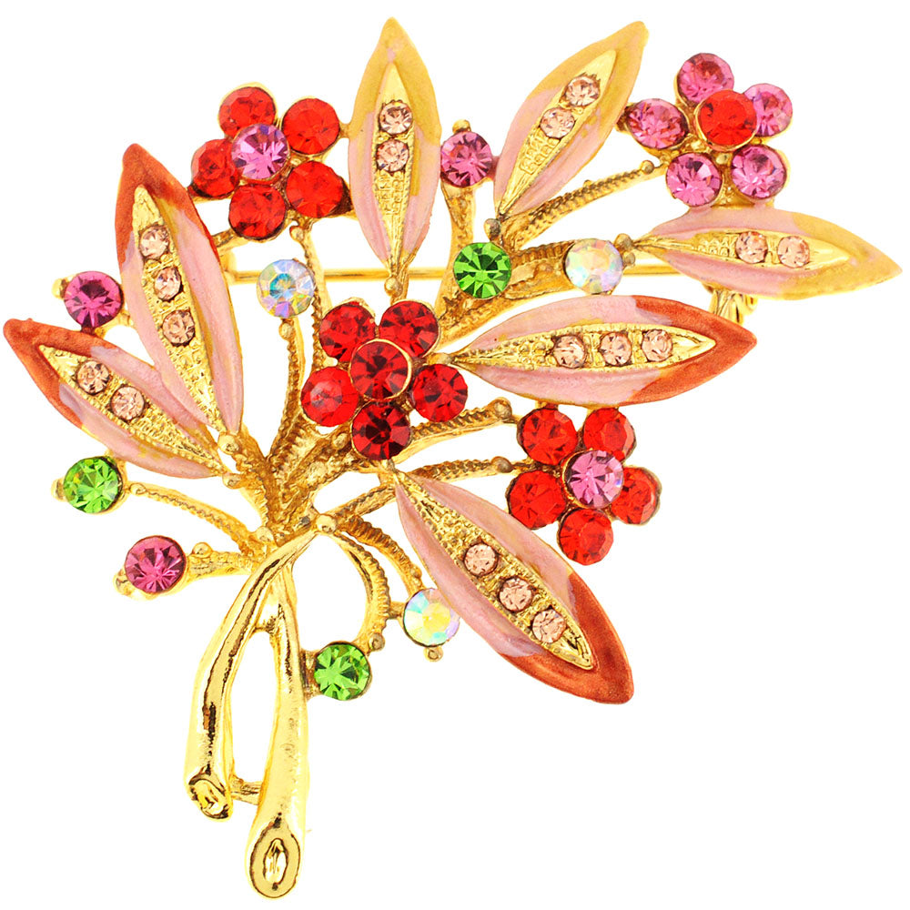 Multicolor Flower Swarovski Crystal Pin Brooch