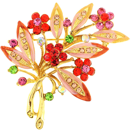 Multicolor Flower Swarovski Crystal Pin Brooch