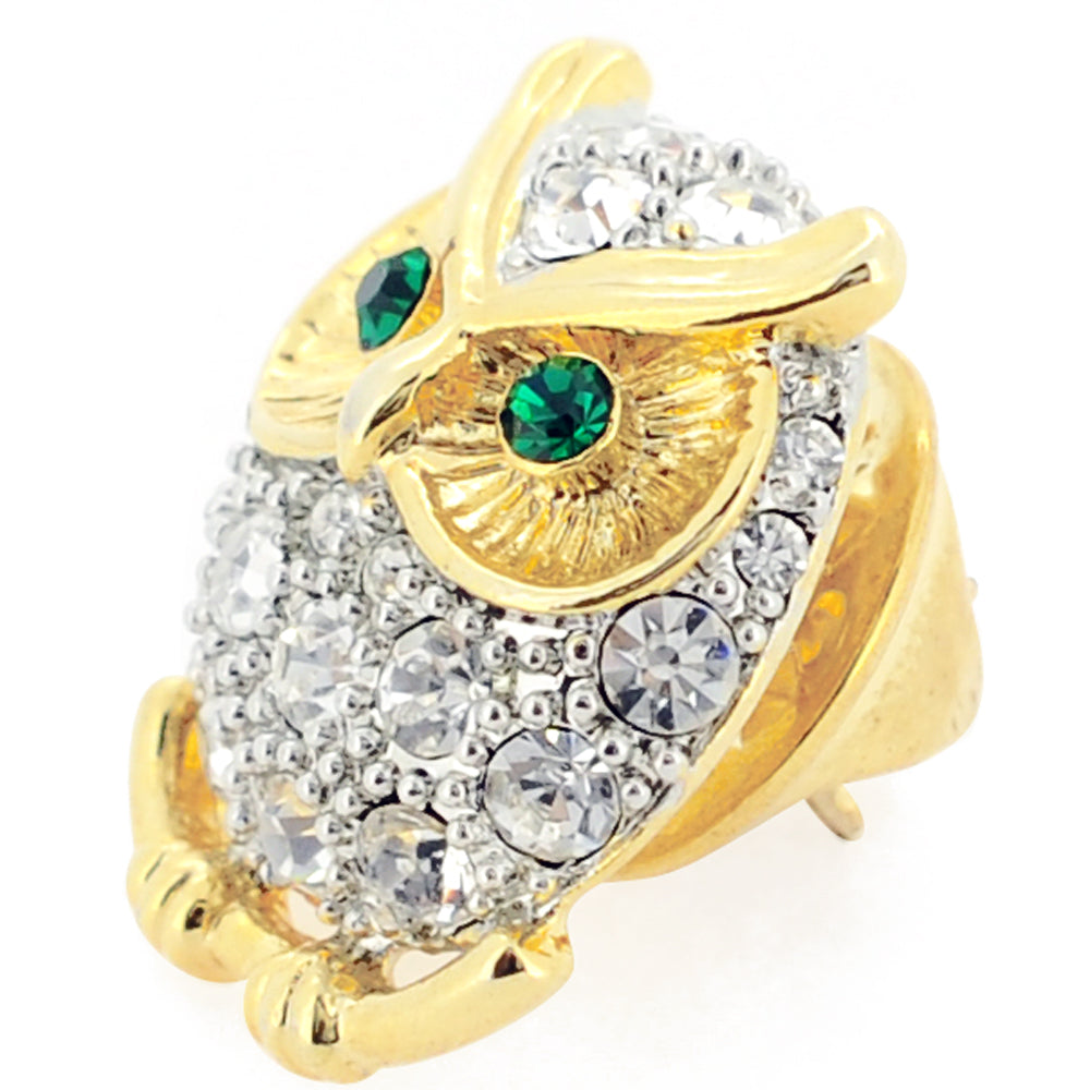 Crystal Owl Lapel Pin
