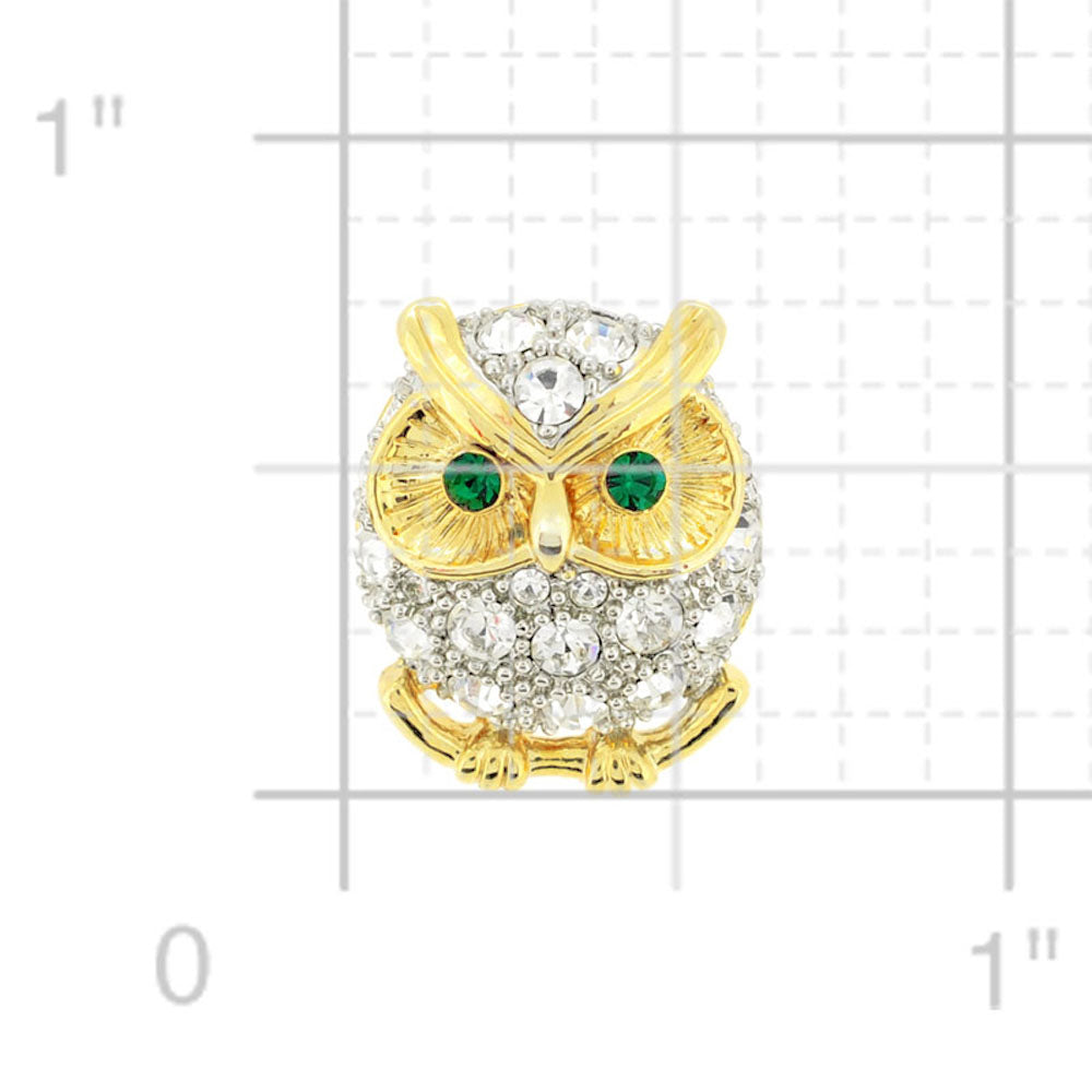 Crystal Owl Lapel Pin