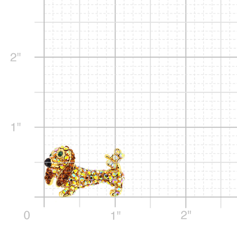 Dachshund Dog Pin Crystal Animal Pin Brooch