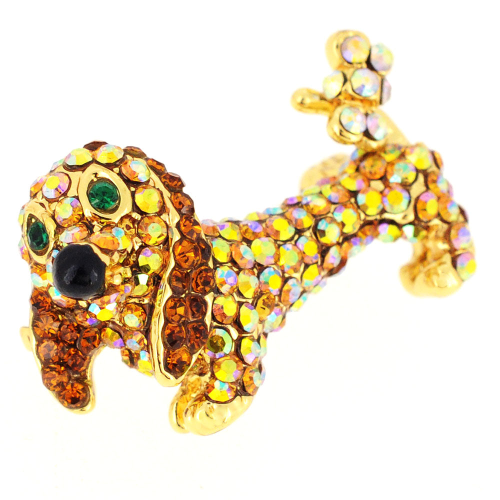 Dachshund Dog Pin Crystal Animal Pin Brooch