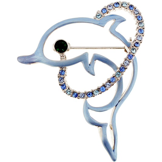 Light Blue Dolphin Crystal Pin Brooch