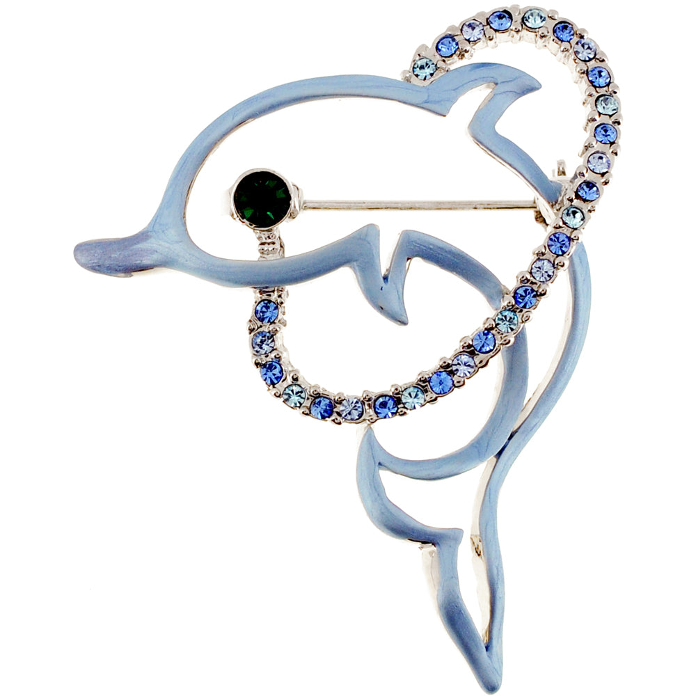 Light Blue Dolphin Crystal Pin Brooch