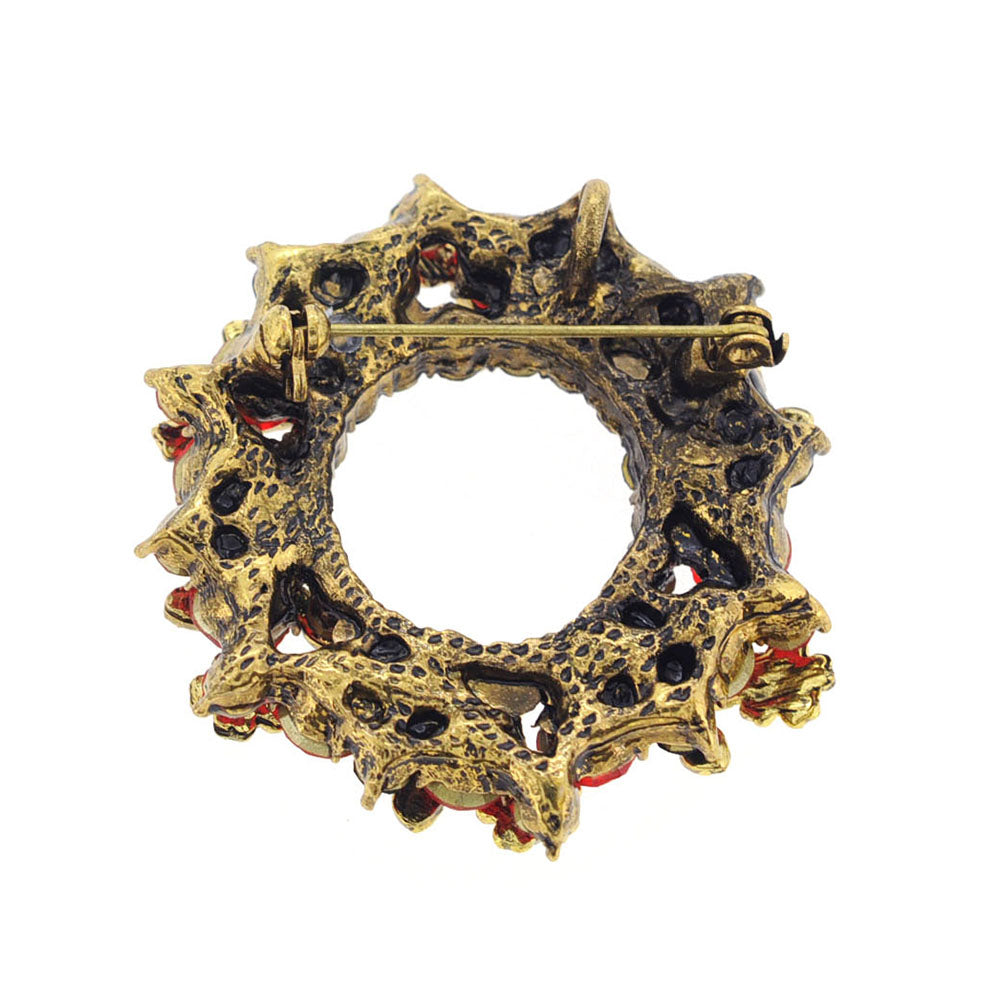 Vintage style Red Crystal Wreath Pin And Pendant