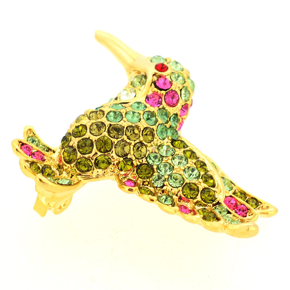 Erinite Hummingbird Pin Swarovski Crystal Bird Lapel Pin