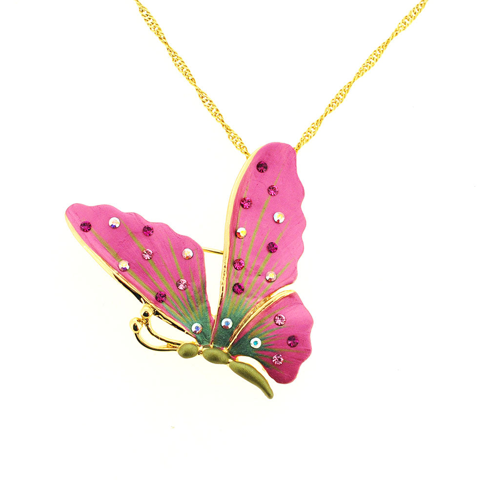 Pink Butterfly Pin Brooch And Pendant