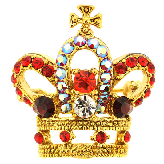 Ruby Golden Crown Brooch