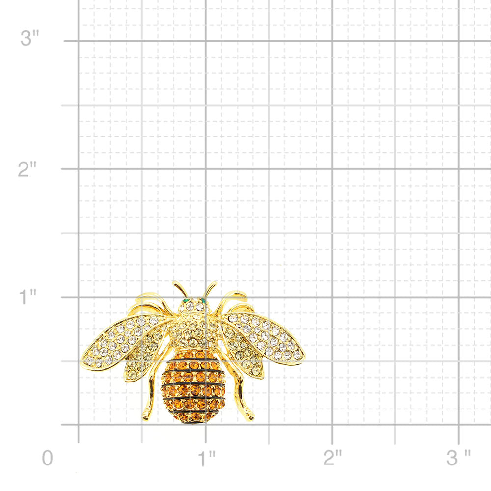 Golden Bee Crystal Bug Pin Brooch