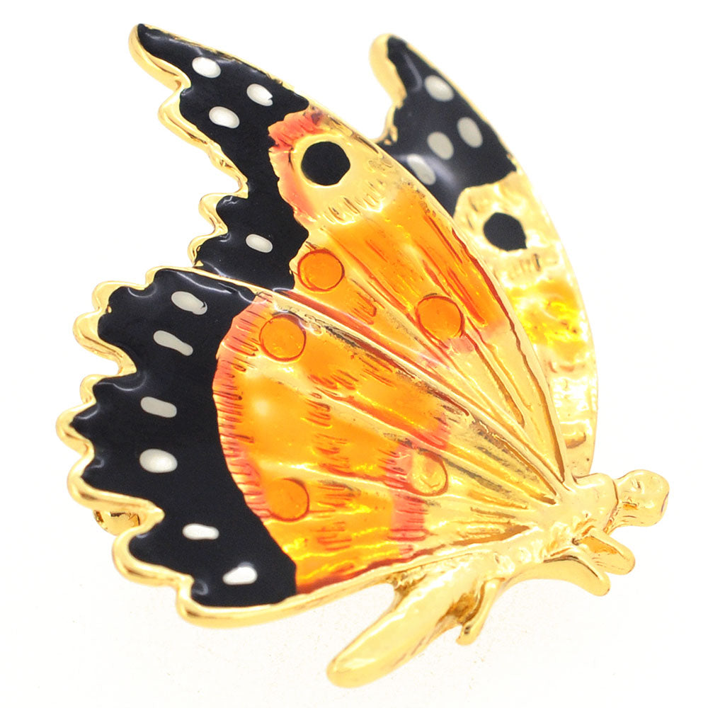 Golden Enamel Flying Butterfly Pin Brooch