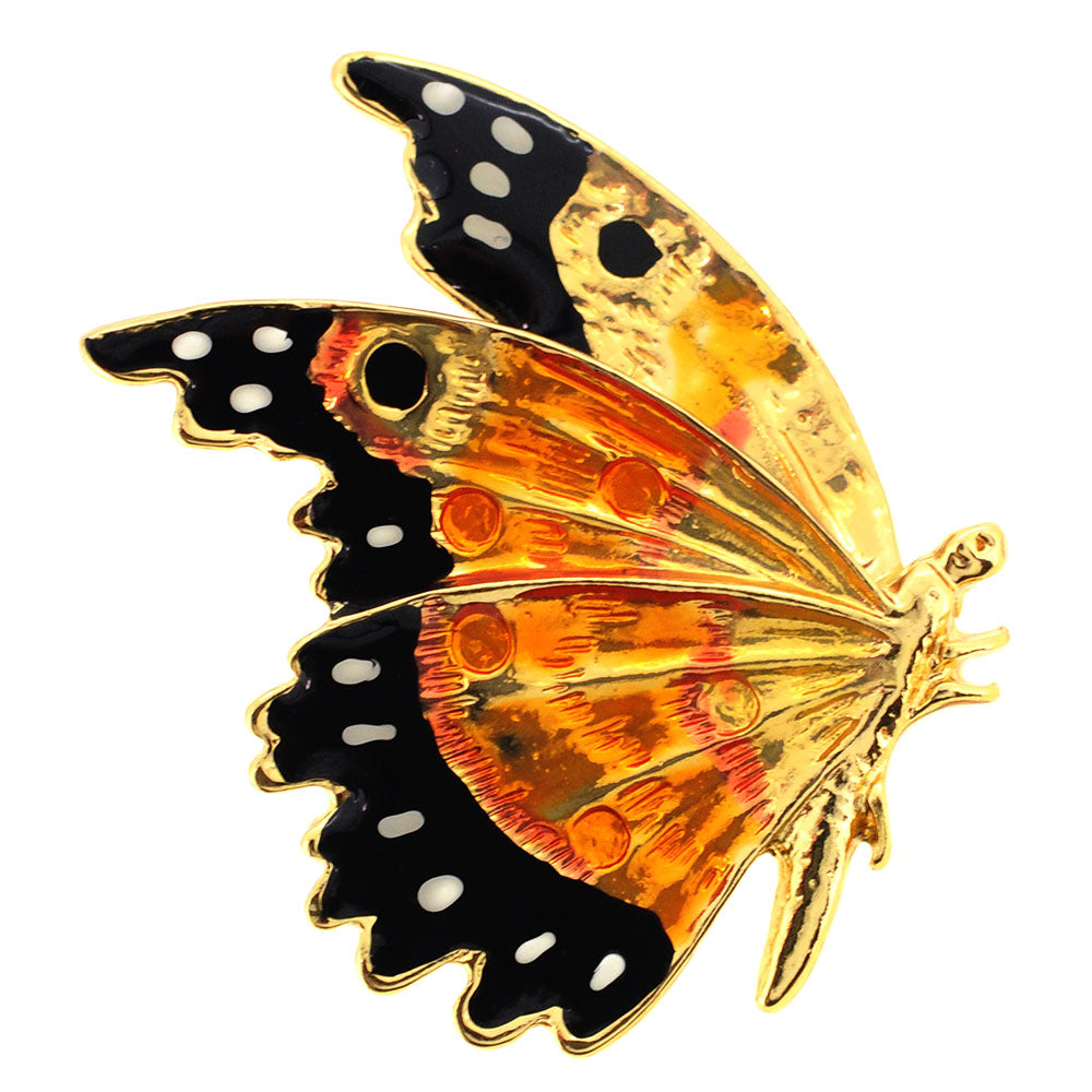 Golden Enamel Flying Butterfly Pin Brooch