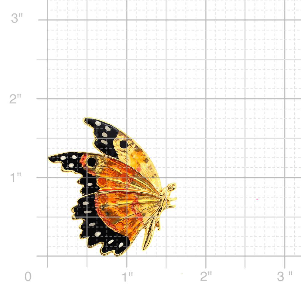 Golden Enamel Flying Butterfly Pin Brooch