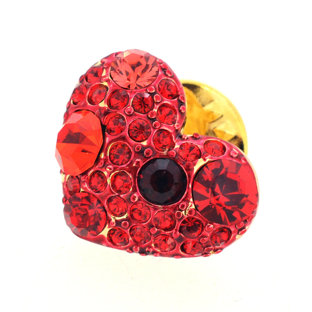 Ruby Crystal Heart Lapel Pin