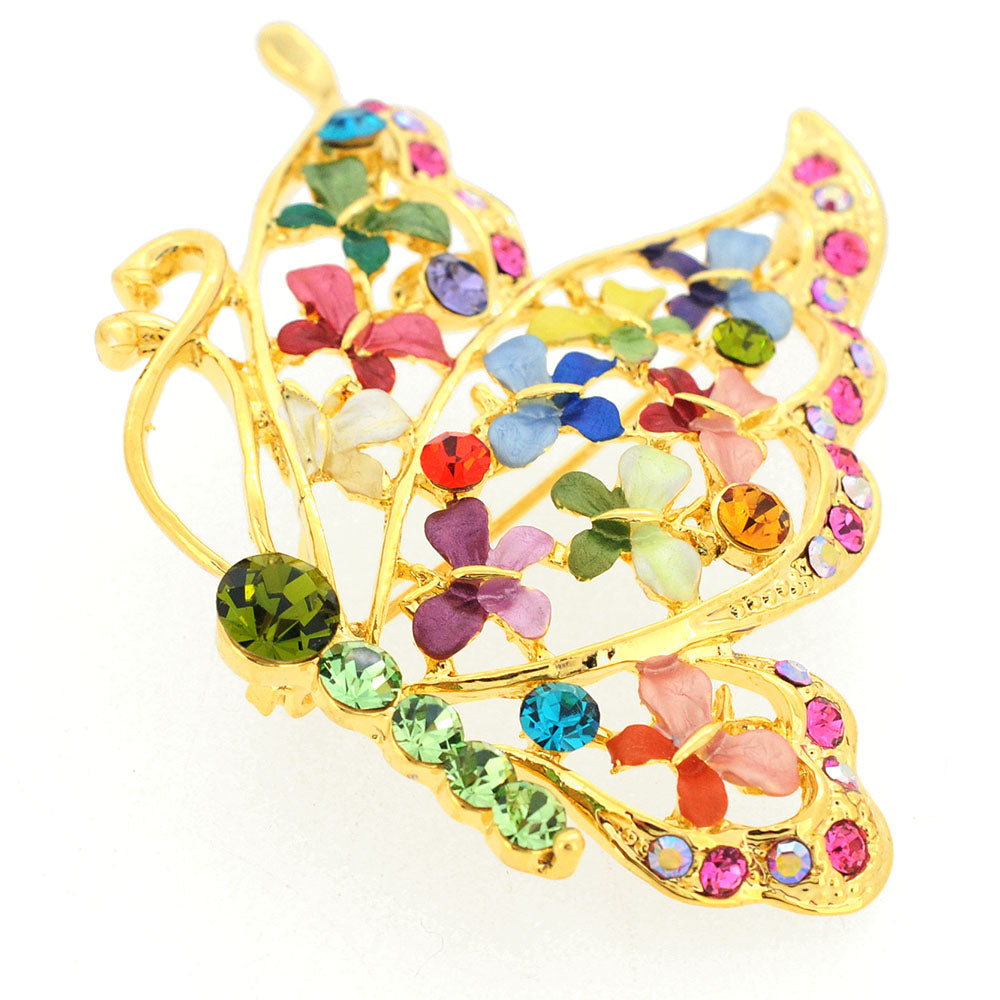Multicolor Butterfly Pin Swarovski Crystal Pin Brooch