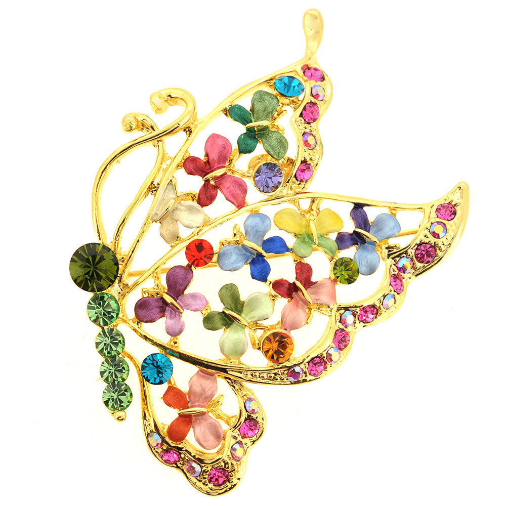 Multicolor Butterfly Pin Swarovski Crystal Pin Brooch