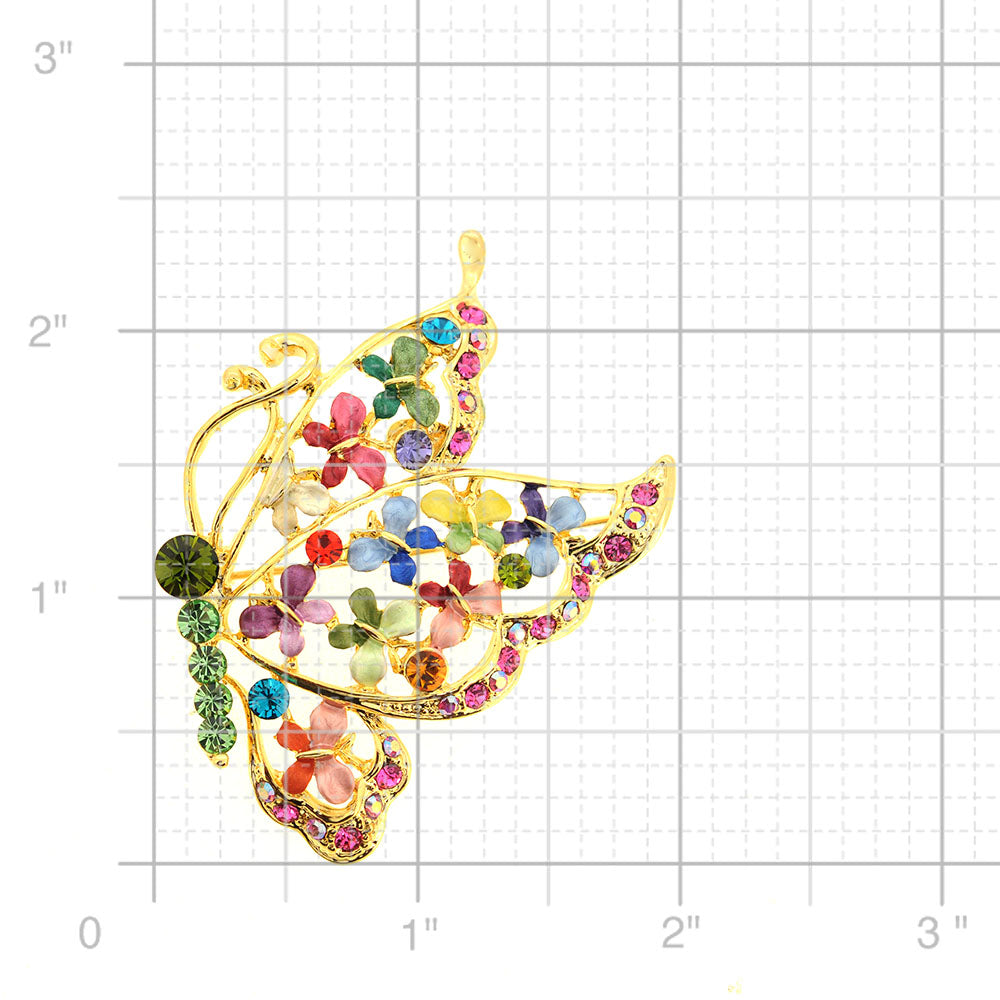 Multicolor Butterfly Pin Swarovski Crystal Pin Brooch