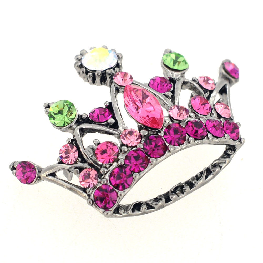 Pink Crystal Crown Pin Brooch