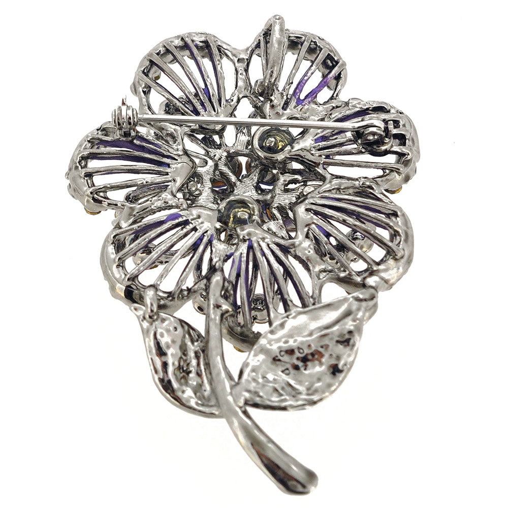 Purple Swarovski Crystal Flower Pin Brooch And Pendant