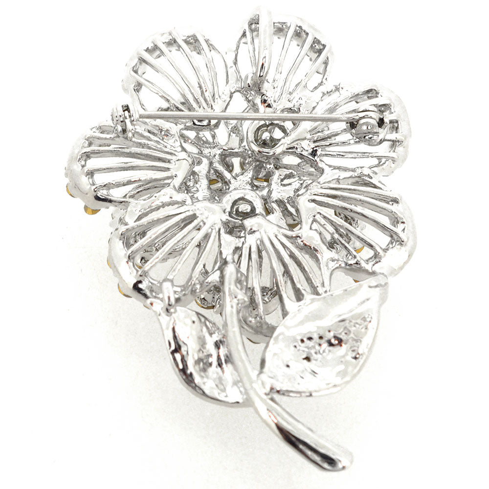 White Swarovski Crystal Flower Pin Brooch And Pendant