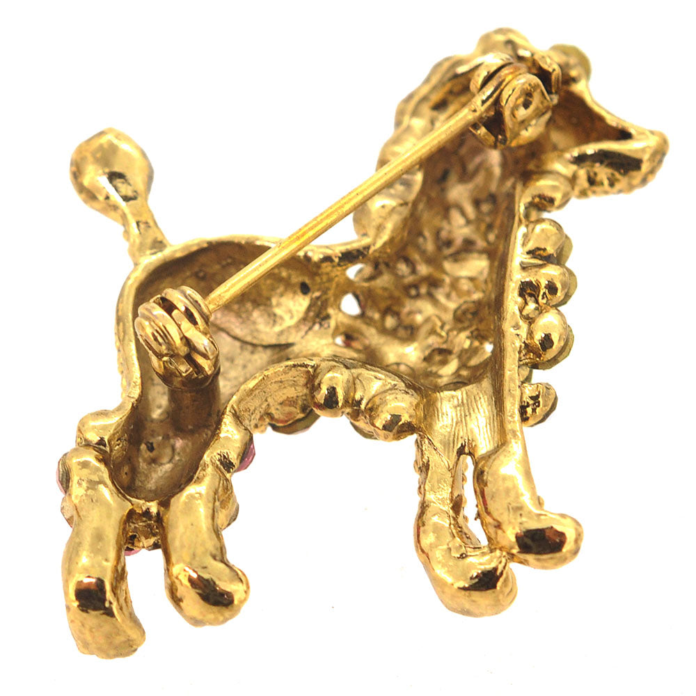 Multicolor Poodle Crystal Animal Pin Brooch