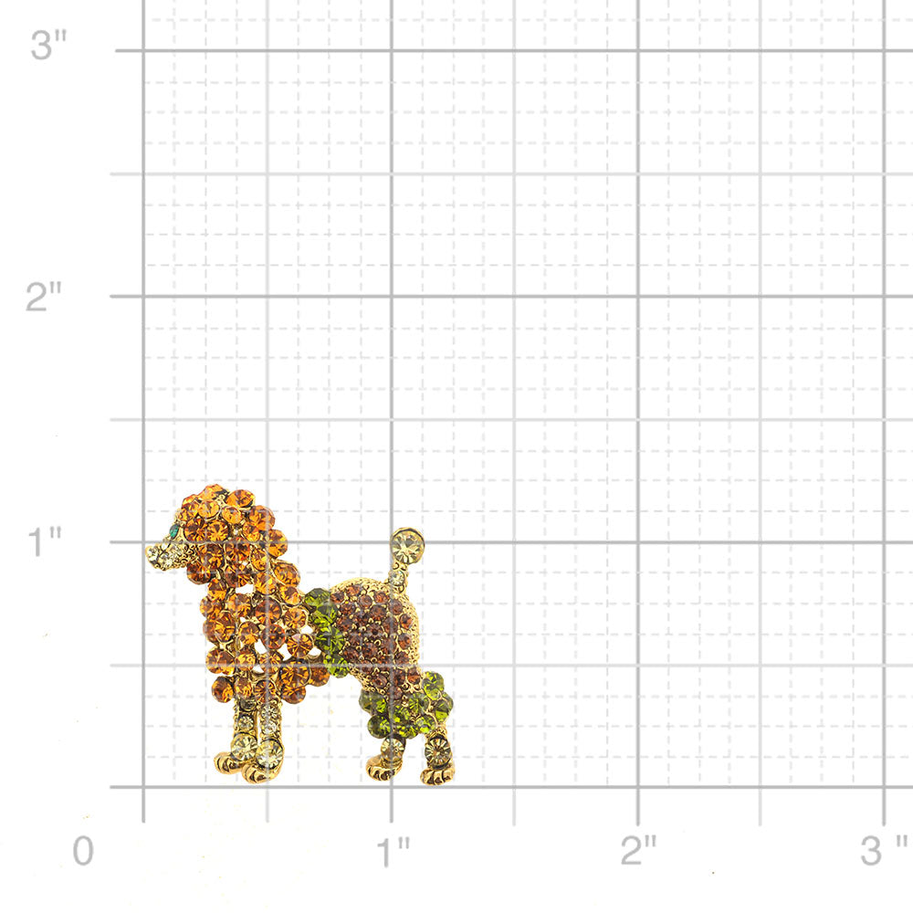 Topaz Poodle Crystal Animal Pin Brooch