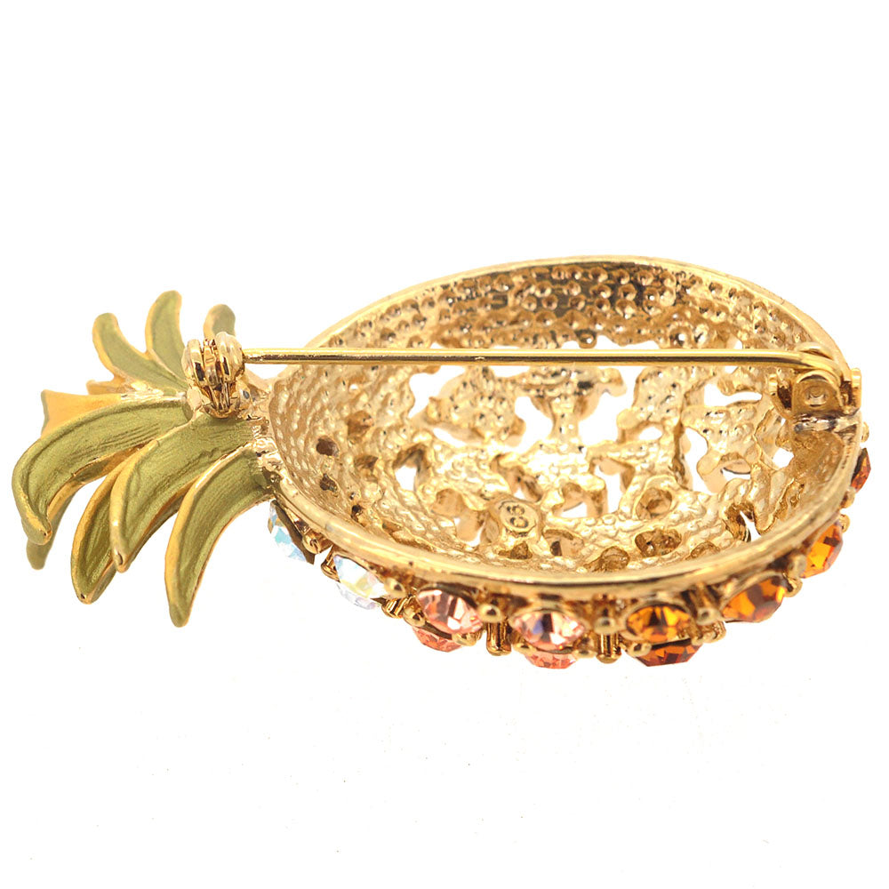 Multicolor Golden Pineapple Crystal Pin Brooch