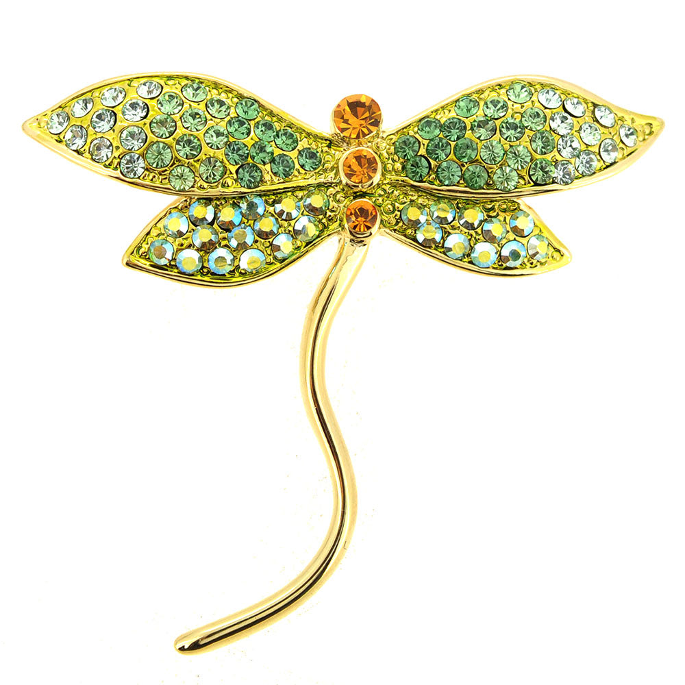 Light Green Dragonfly Crystal Pin Brooch