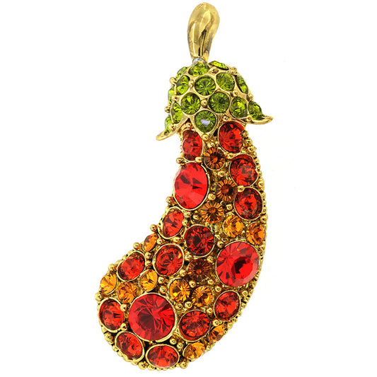 Golden Eggplant Crystal Pin Brooch