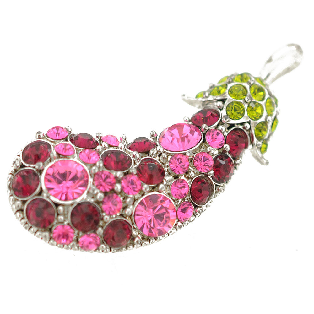 Pink Eggplant Crystal Pin Brooch