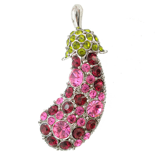Pink Eggplant Crystal Pin Brooch