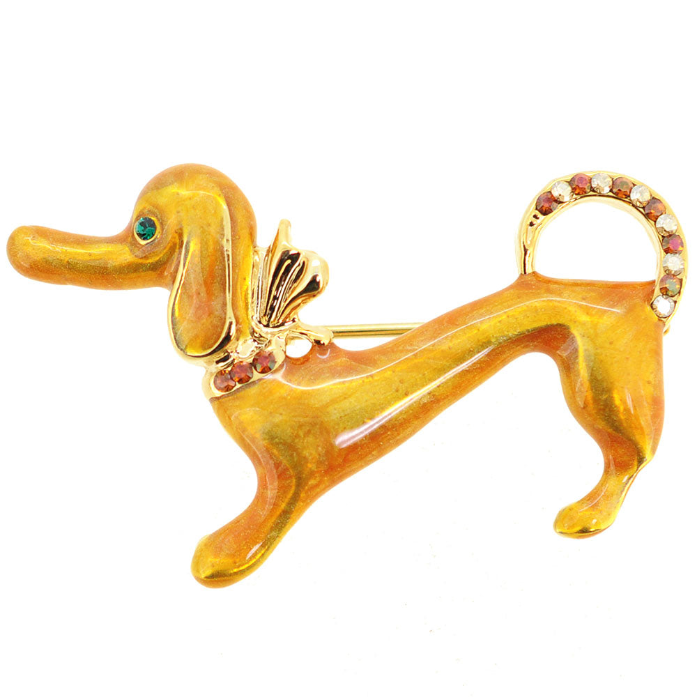Golden Brown Dachshund Dog Pin Brooch
