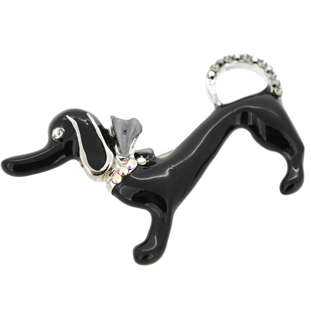 Black Dachshund Dog Pin Brooch