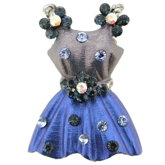 Blue Dress With Flower Belt Swarovski Crystal Brooch Pin