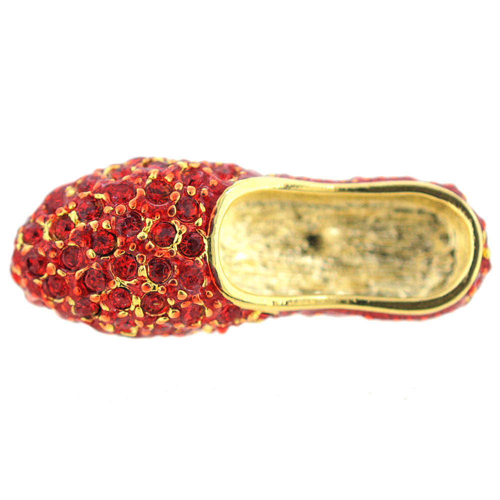 Red Flat Crystal Shoes Brooch Pin –