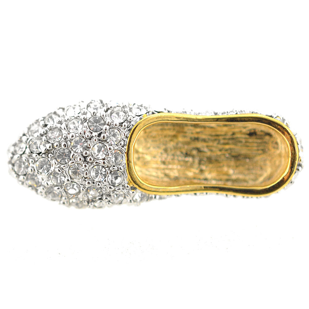 Silver Flat Crystal Shoes Brooch Pin